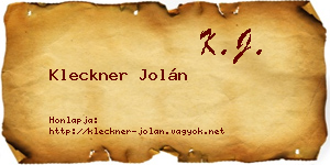 Kleckner Jolán névjegykártya