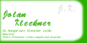 jolan kleckner business card